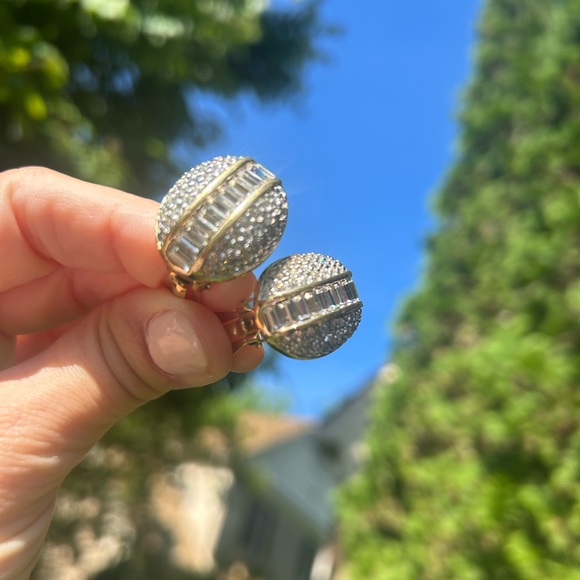 S.A.L SWAROVSKI Clear Crystal Gold EARRINGS - Picture 11 of 11